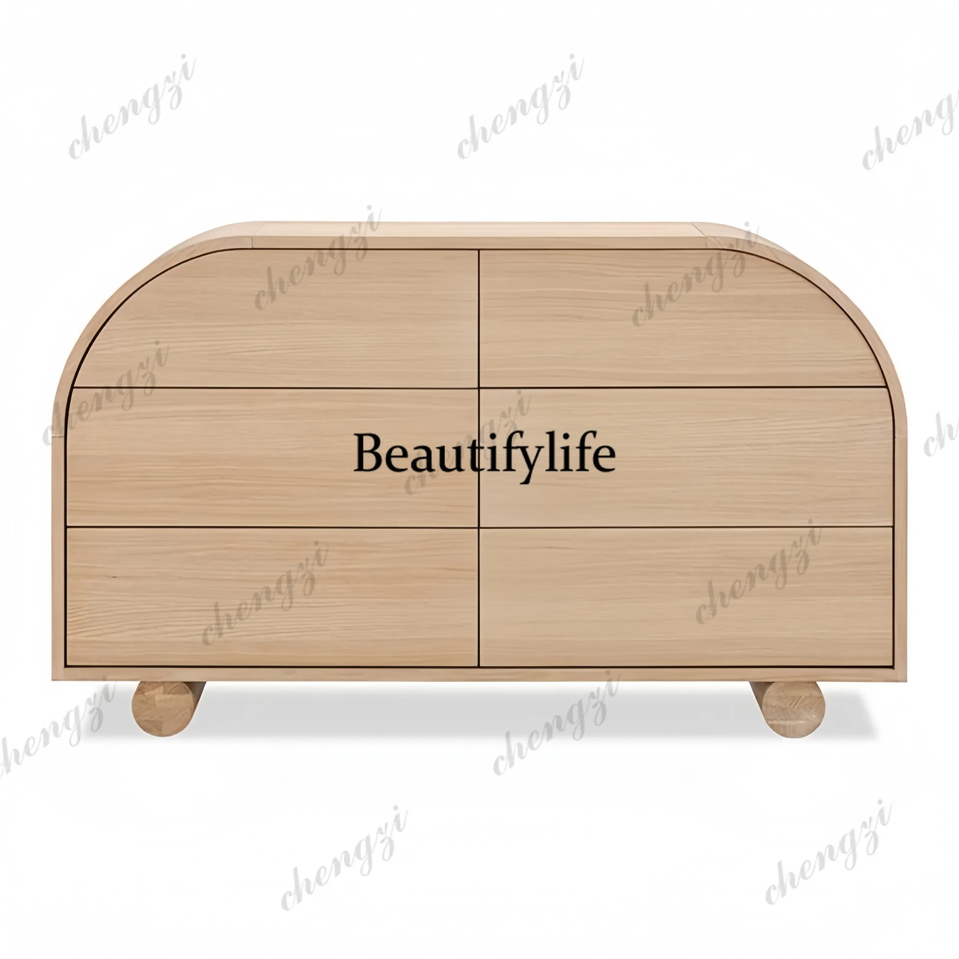 Medieval style modern simple curved side cabinet solid wood multi-drawer locker high sense d178