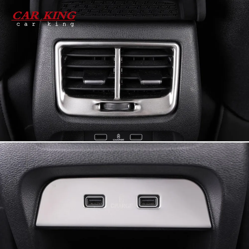 Stainless steel Car Rear Charger Air Outlet Cover Frame Trim USB Panel Decoration For Geely Tugella Xingyue FY11 2021 2020 2019