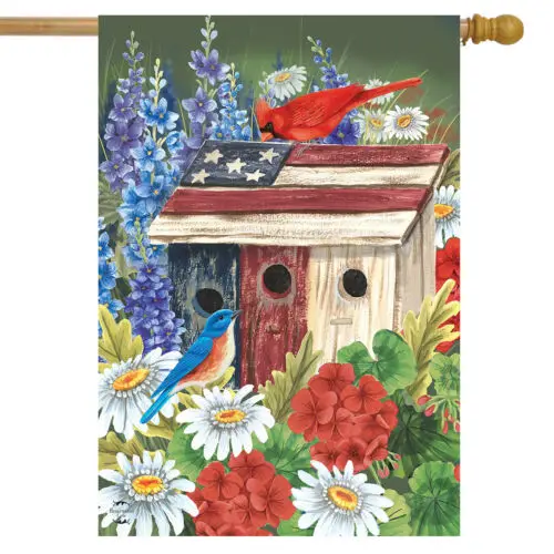 Patriotic Gathering Spring House Flag Birdhouse Floral Cardinal 28