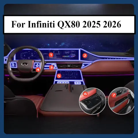 인피니티 QX80 2025 2026 액세서리 인테리어 필름 투명 TPU 기어 패널 GPS 네비게이션 센터 콘솔 PPF 보호