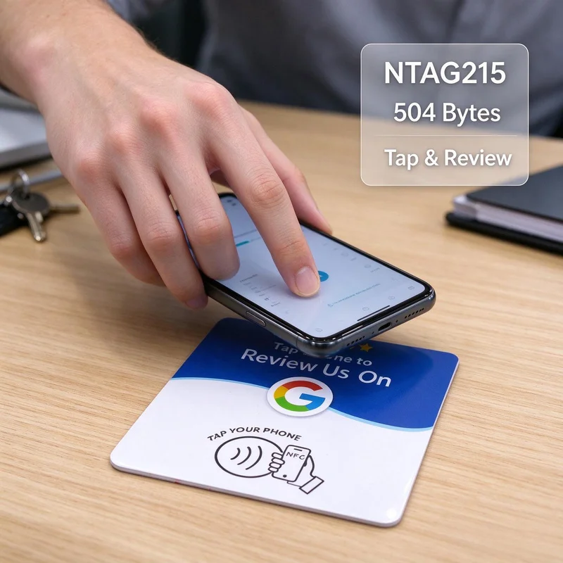 NTAG215 Google Review Square NFC Table Sticker 13.56MHz 3M Adhesive Tag for Business Reviews