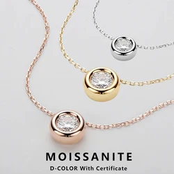 Lnngy 1CT 2CT 3CT Bubble Moissanite Necklace For Women 925 Sterling Silver Original Certified Solitaire Drop Necklaces Jewelry