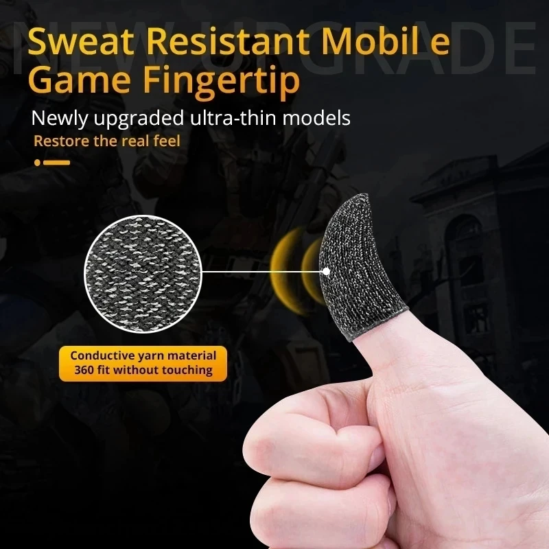 غطاء إصبع للتحكم في ألعاب الفيديو لـ PUBG مقاوم للعرق وغير قابل للخدش وشاشة لمس حساسة للألعاب قفازات محمولة بأكمام إصبع الإبهام