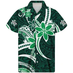 Newest Oversized Harajuku Fashion Polynesian Tribal Print Hawaiian Shirt Men's Casual Short Sleeve Summer Breathable Top Shirts