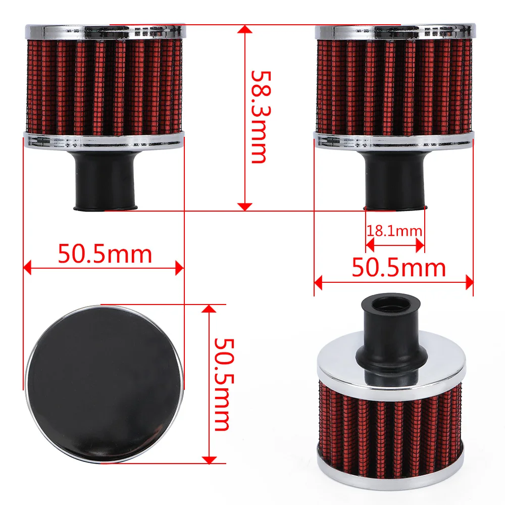 WLR - Universal 12mm Car Air Filter for Motorcycle Cold Air Intake High Flow Crankcase Vent Cover Mini Breather Filters AIT12