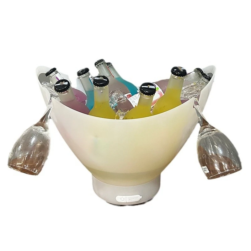 XTECH Ice Bucket With Bluetooth Speaker With Light Bar Large Ice Bucket Portable Wine Bucket Bar Accessories Beverage Bucket