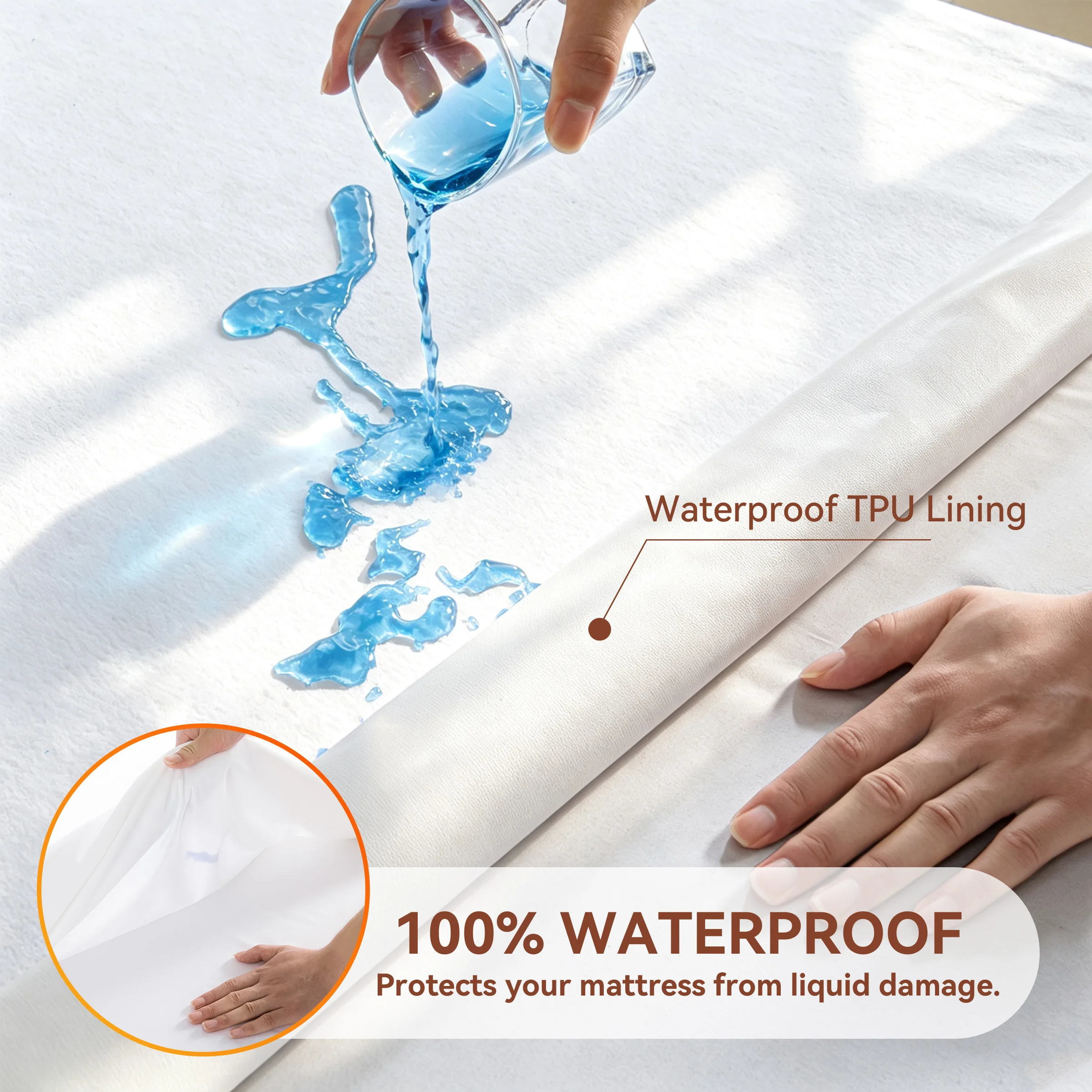 Thick Coral Fleece Waterproof Mattress Protector, Winter Warm Fitted Sheet, Breathable Washable, Fits up to 38cm Mattress