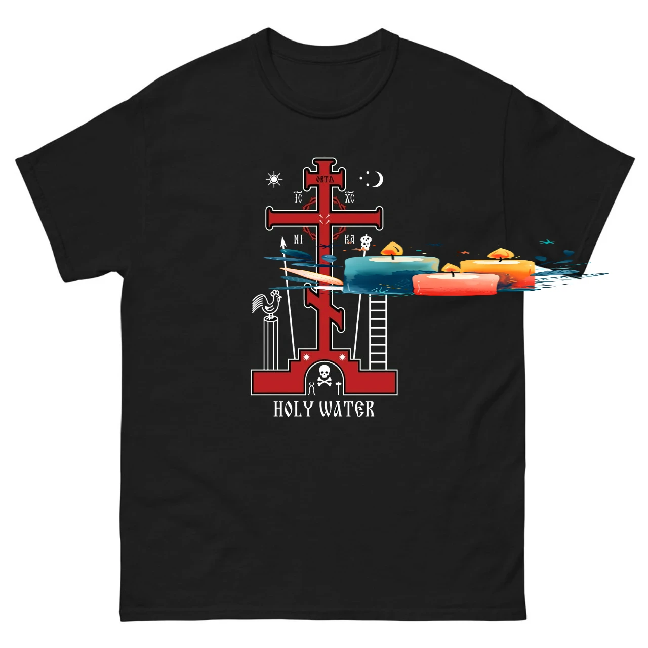 Great Schema Orthodox Church Calvary Cross Holy Water T-Shirt 100% Cotton O-Neck Short Sleeve Casual Mens T-shirt Streetwear