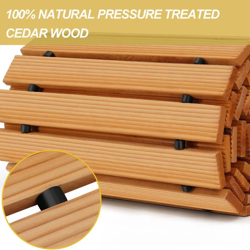 Solid Cedar Boardwalk Garden Path Weather Resistant Lawn Stepper Portable Courtyard Flooring for Villa Camping Photo Shoot