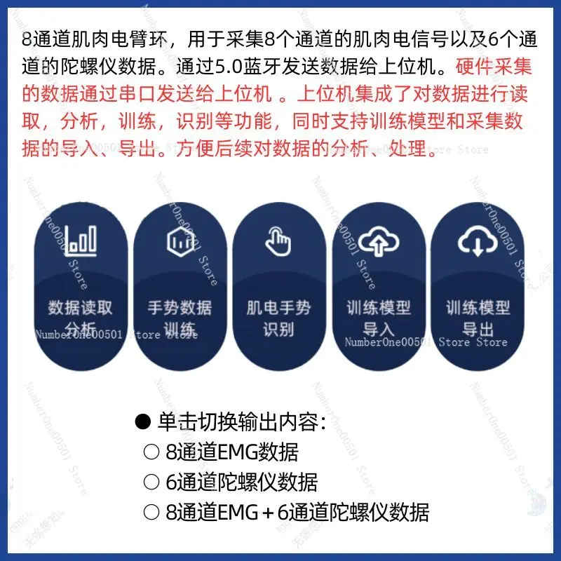 Electromuscular sensor electromuscular arm ring gesture recognition training smart wearable