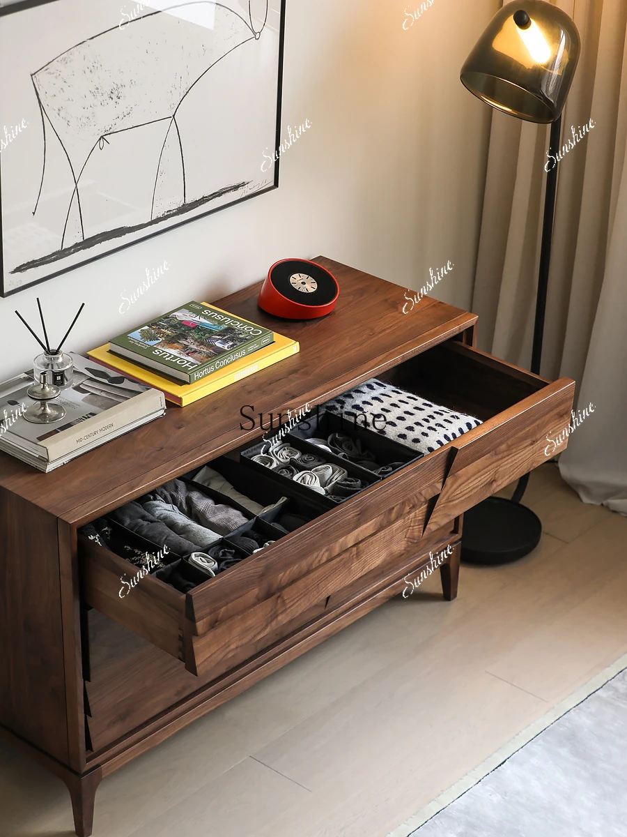 Retro style MCM/Molenberg series/FOLI North American black walnut solid wood edge cabinet chest cabinet  FT