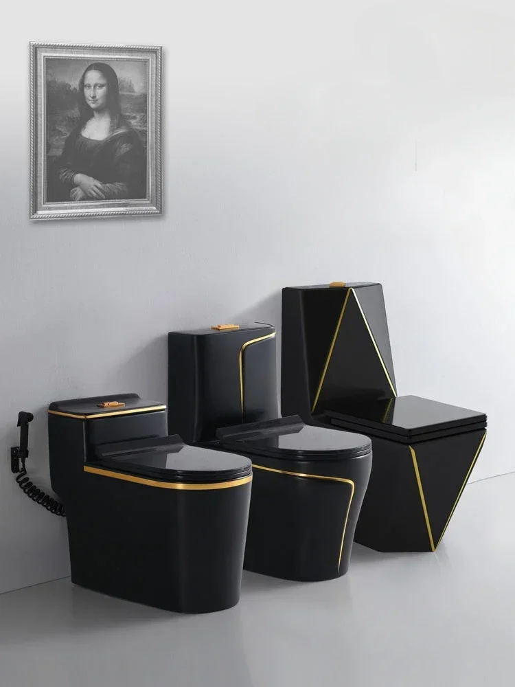 Household toilet black gold hotel european style flush personality creative ceramic toilet