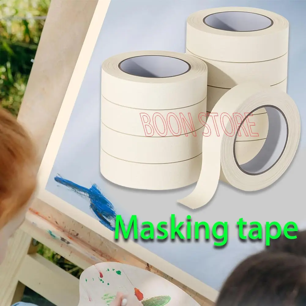 

8/10/15/20/25/30/35/40/50mm Masking Tape White Color Sealing Self Adhesive Tape Car Painting Shelter Decoration Paper Tape