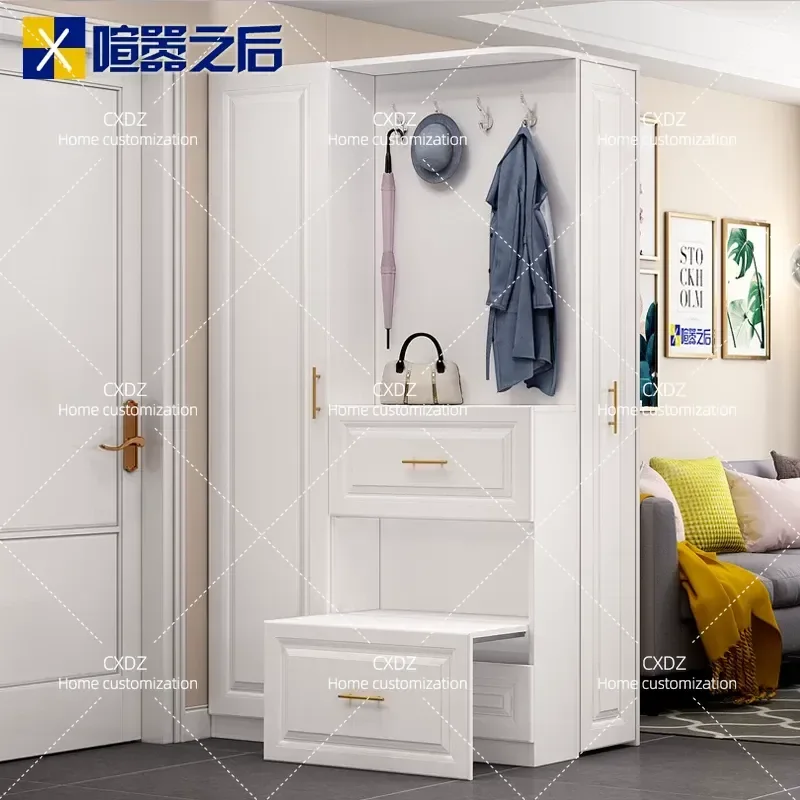 Simple Large Capacity Multi Layer Pull Out Shoe Cabinet Household Multifunctional Entrance Storage Bench Customizable