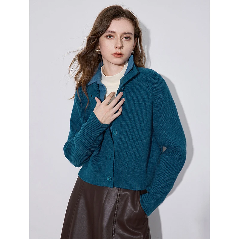 Pull épais à col roulé pour femme, manches longues, bouton à simple boutonnage, chaud, nouveau, automne, hiver, 2024