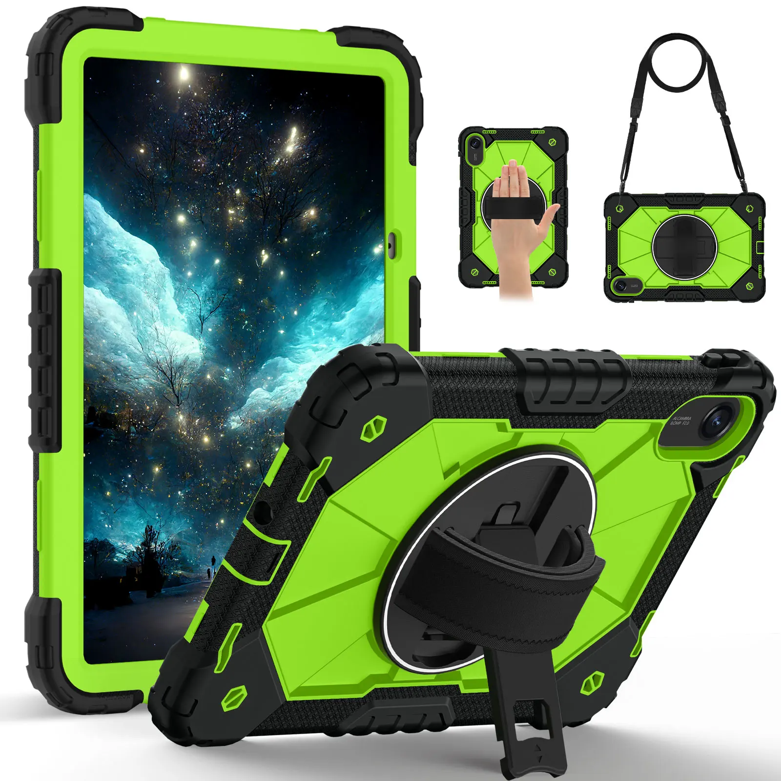 

Heavy Duty Case For Redmi Pad 2 2025 11.0 inch Model 25040RP0AG 25040RP0AI 360 Rotatable Rugged Stand Cover With Shoulder Strap