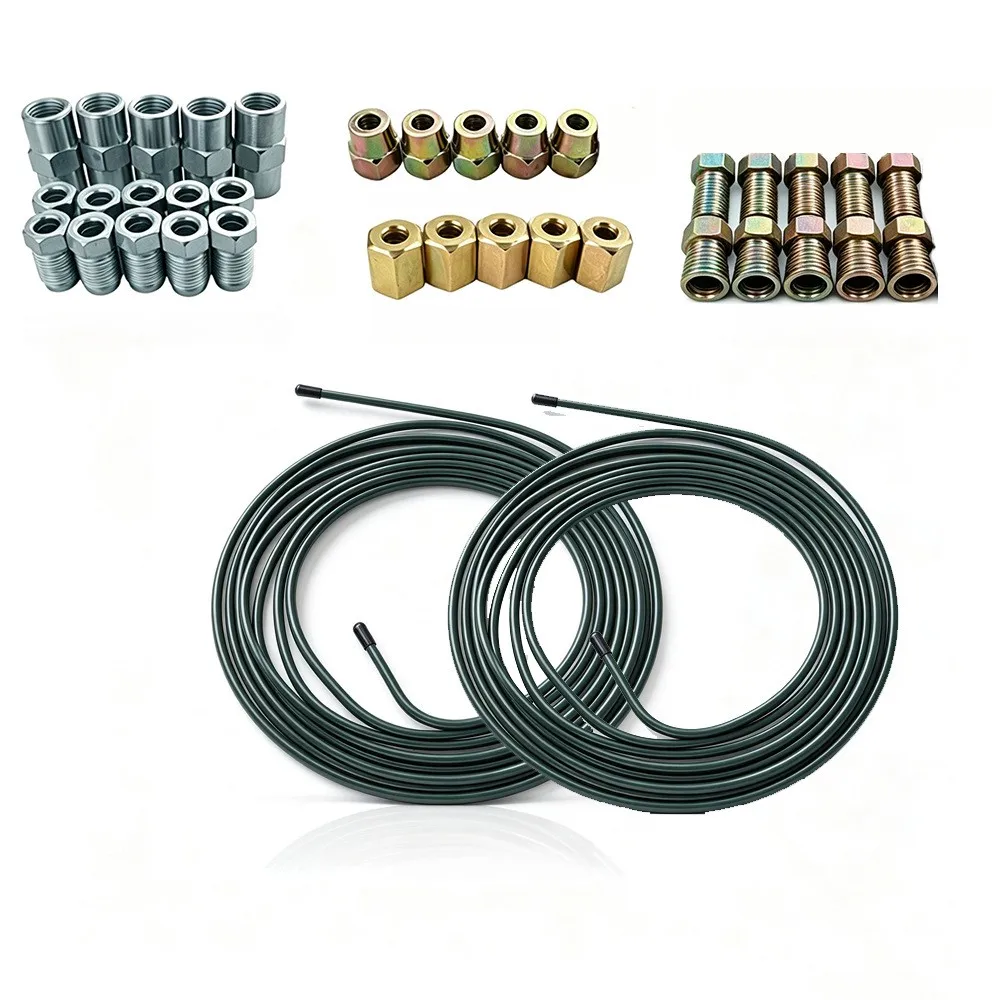 Steel Brake Line Tubing Set with Fittings for Car Motorcycle Brake System 316 Inch Coated Hose for Reliable Fit