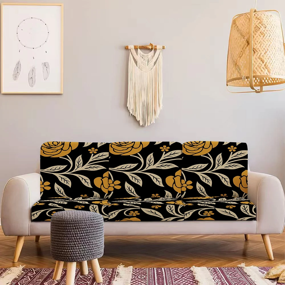 Summer Outdoor Sofa Cover, Vintage Floral & Leaf Printed Milk Silk Sofa Slipcover, Pet-Friendly, Washable No