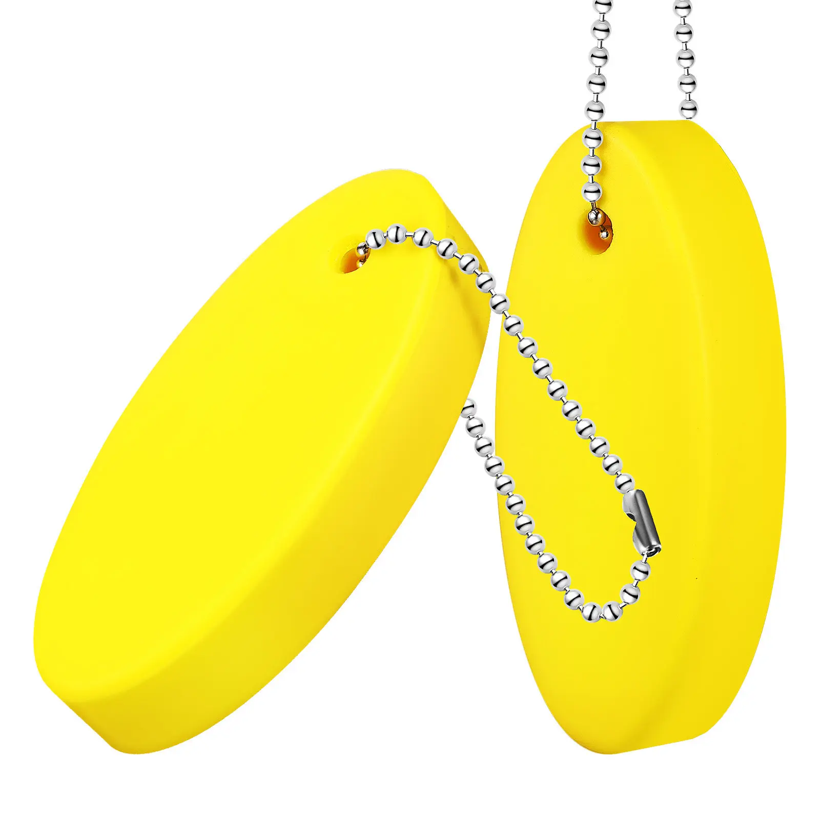 2Pcs Floating Keyrings Oval Shaped High Visibility PU Float Keychain Water Sports Accessories Boating Swimming Diving Fishing