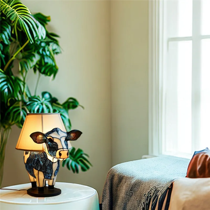 AB46-Table Lamp, Animal Table Lamp, Bedside Table Lamp With USB A+C Ports, Bedside Lamp For Living Room Bedroom