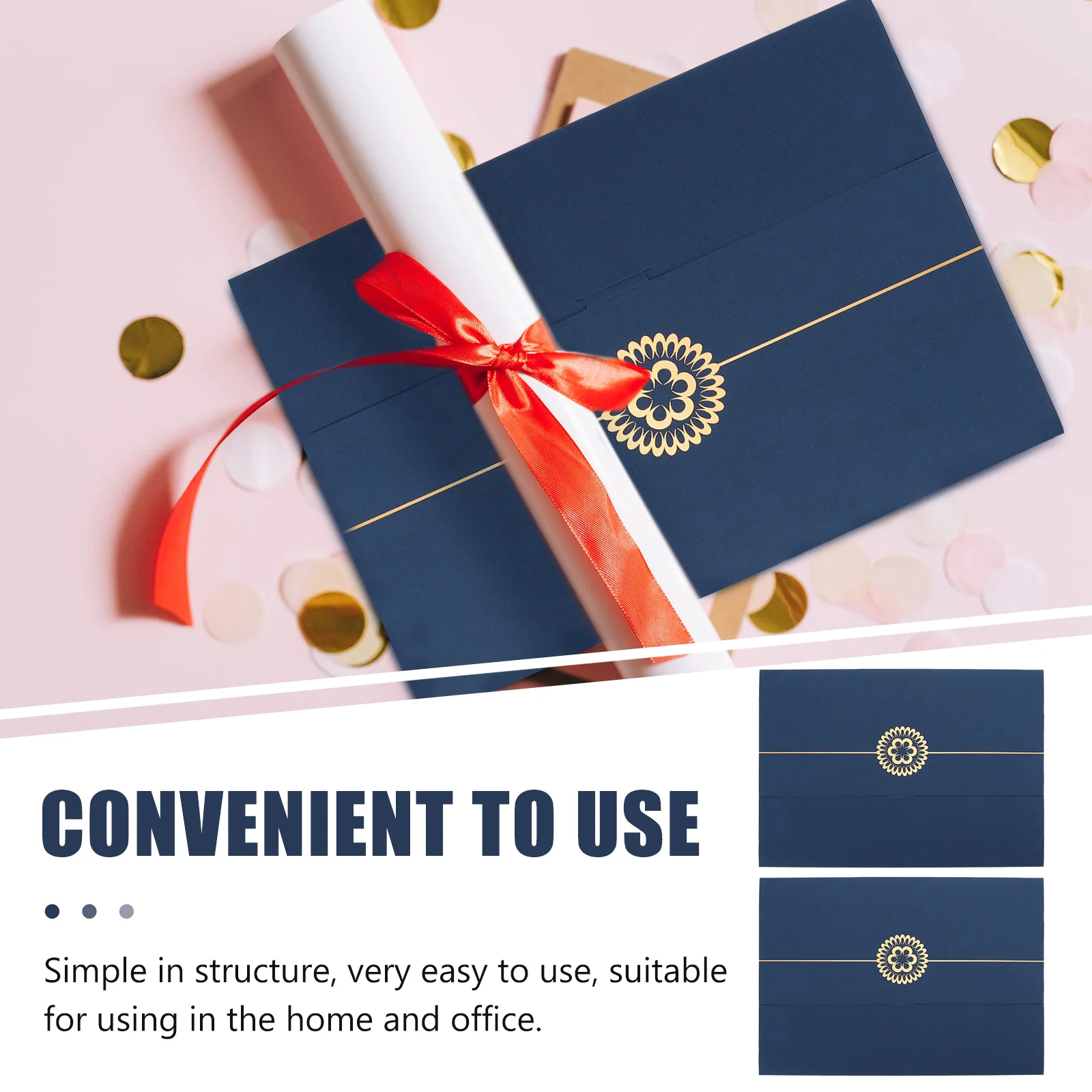 

2pcs Paper Certificate Holders Diploma Covers Elegant Document Envelope For Award Recognition Storage Use Folder File Bag Office