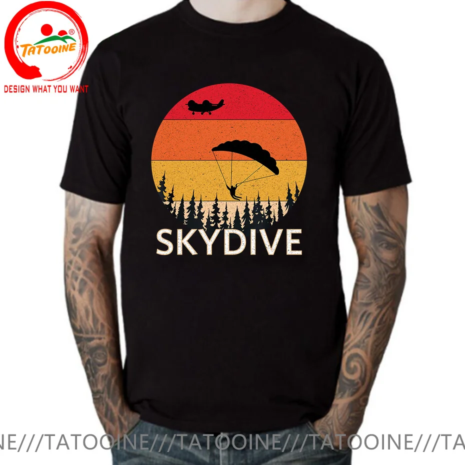 

Skydiver T Shirt Mens Gift Skydiving Tee Adventure Sports Paragliding Casual Adult T-Shirt Parachuting Hip Hop Skydive T Shirts