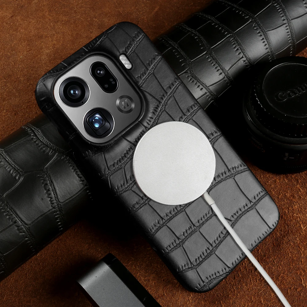 For Magsafe Leather Case For OPPO Find X10 Pro Max X9 Pro X8 Ultra X7 Reno9 Pro Plus Magnetic Phone Case Protective Back Cover