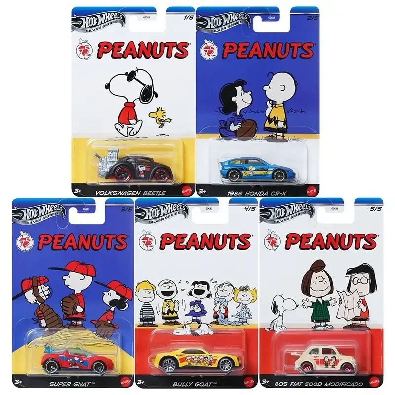 

Original Hot Wheels PEANUTS Diecast 1/64 Volkswagen Beetle Honda Fiat Vehicles Models Toys for Boys Birthday Gift Collection