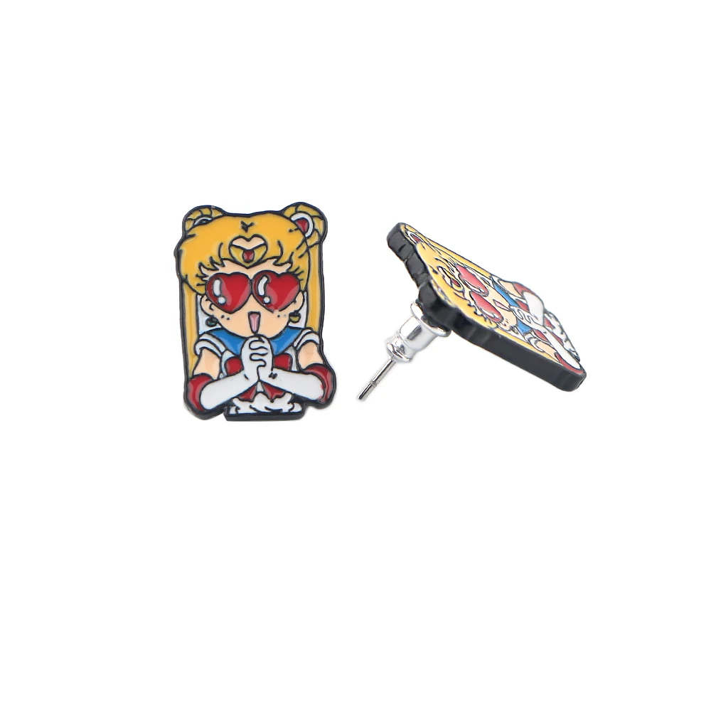 K4015 Cat Anime Kawaii Girl Studs Earrings For Womens Stainless Steel Pierce Korea Earrings Cool Enamel Jewelry Girls for Gifts