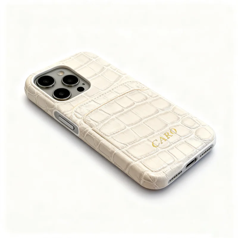 Personalizowane etui na iPhone'a 14 13 12 15 16 17 Pro Max 15 Plus 17air z inicjałami ze złota, wykonane ze skóry krokodyla, z pokrowcem z PU. — zdjęcie produktu 5