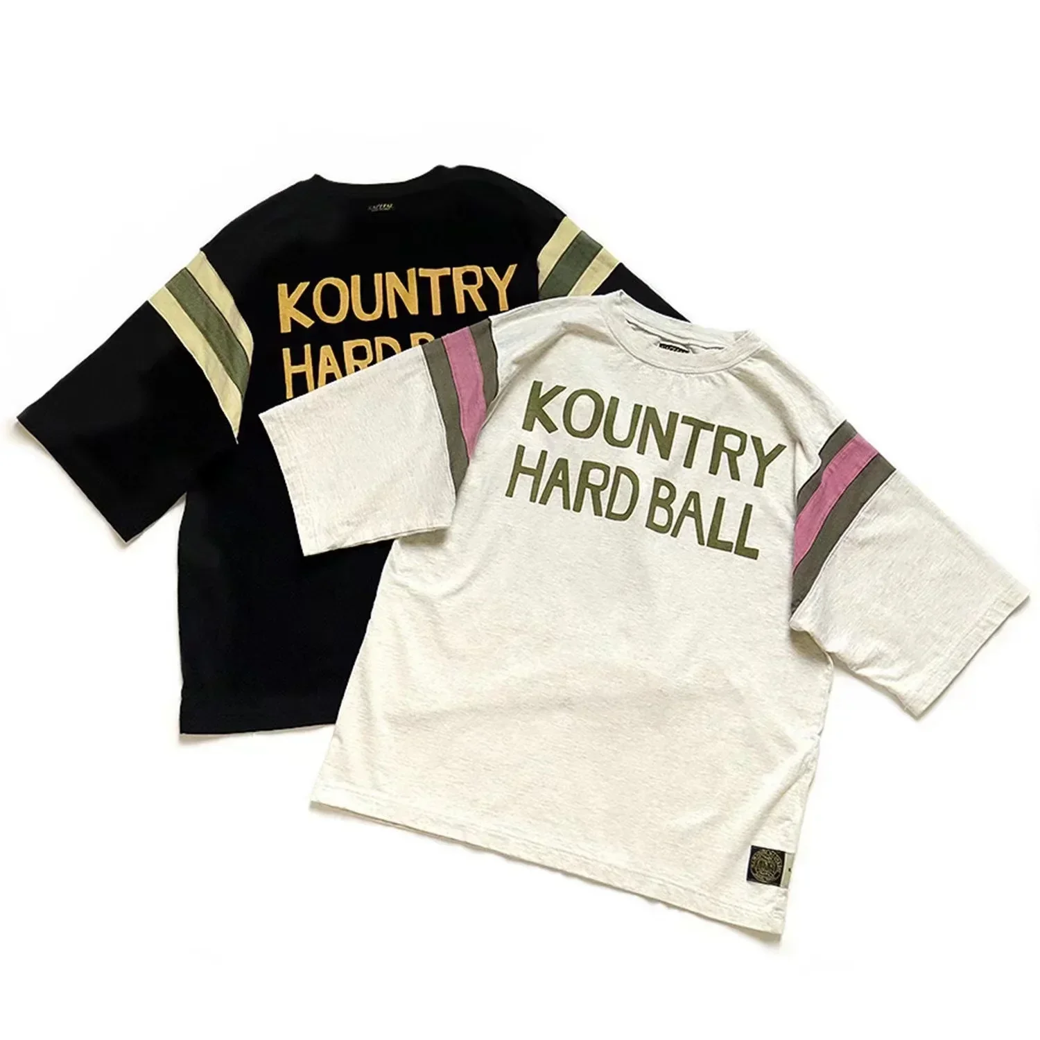 

23SS KAPITAL Hirata and Hiroshi Tees Two Tone Cotton Printed Patchwork Loose Japanese Round Neck Short Sleeved T-shirt