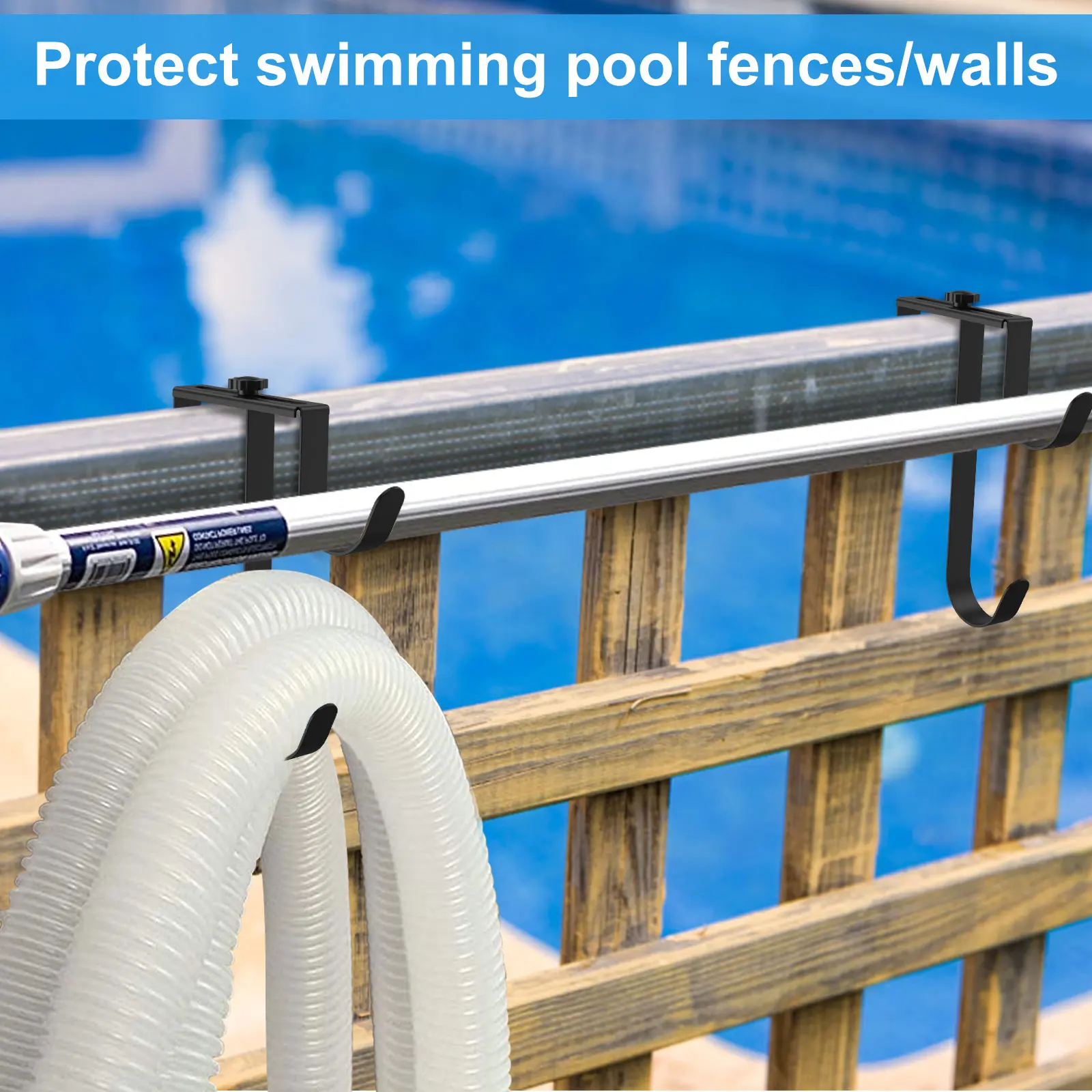 2 Pcs Pool Pole Hooks Adjustable Pool Pole Hanger No Drill Pool Fence Hooks Set Rust Resistant Pole Holder for Swimming Pool image 2