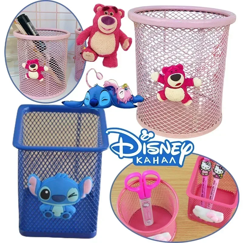 Disney Stitch Pen Holder Cartoon Cute Lotso Stationery Container Organiser Durable Pencil Case Makeup Brush Office Desk Pen Case