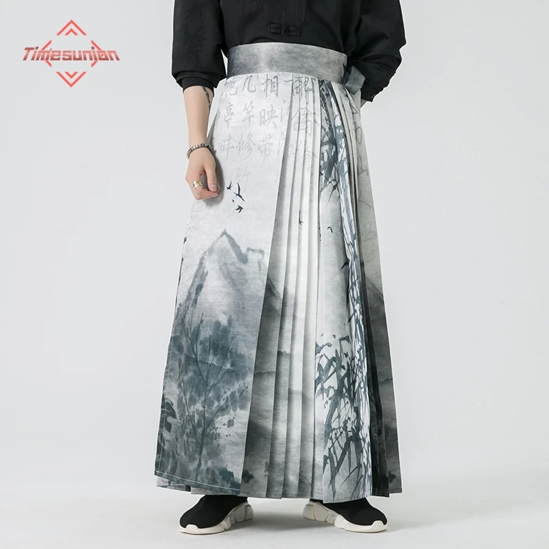 Retro Hanfu Horse Face Skirt Fashionable Men Women Traditional Chinese Hanfu Pleated Skirt Cover Chinese Traditional