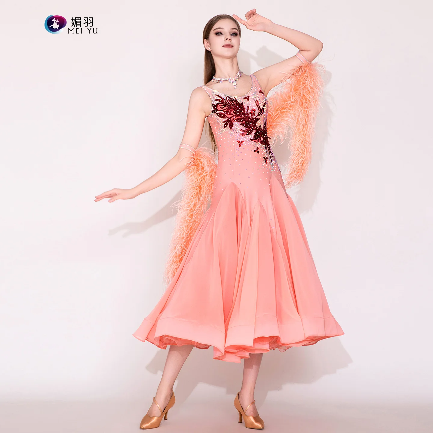 2025 أحدث امرأة قاعة الرقص المنافسة فستان قاعة الرقص الفالس القياسية فستان رقص النساء قاعة الرقص ازياء MY945