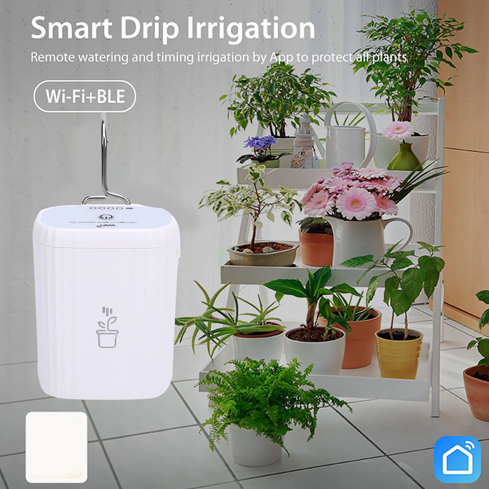 Plantendruppelirrigatiesysteem APP Afstandsbediening Automatische handmatige modus WiFi Automatische waterer voor 4-potplanten voor binnenbalkon