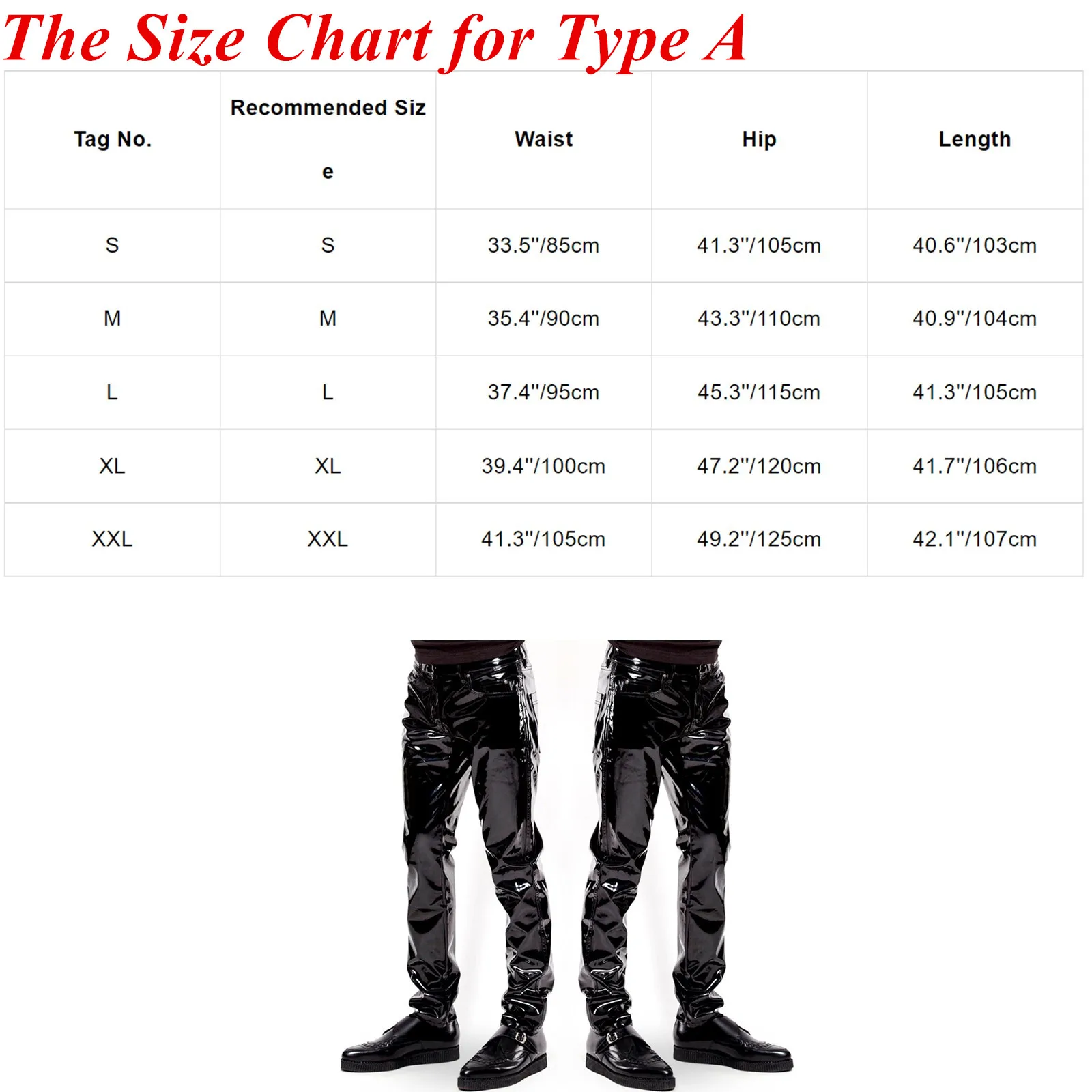 Men Latex Long Pants Shiny Wet Look PU Leather Pants Glossy Mid Waist Straight Trousers Party Bar Nightclub Stage Show Costume