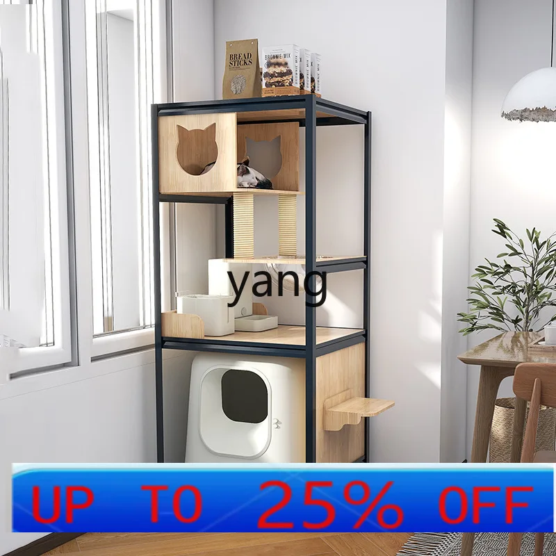 CX  large solid wood cat climbing frame integrated oversized cat cabinet multi-layer cat scratching board