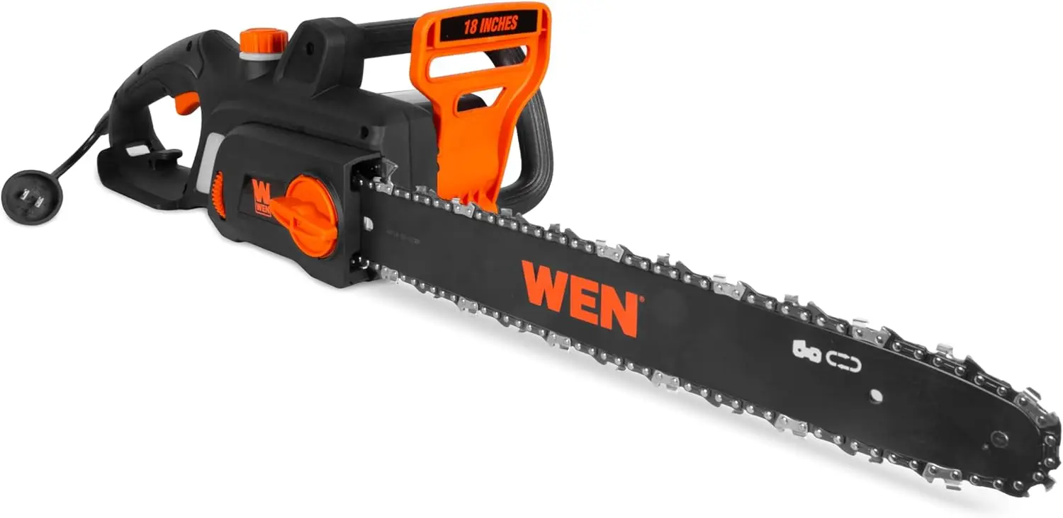 

15-Amp Electric Chainsaw with 18-Inch Bar, Corded for Efficient Wood Cutting