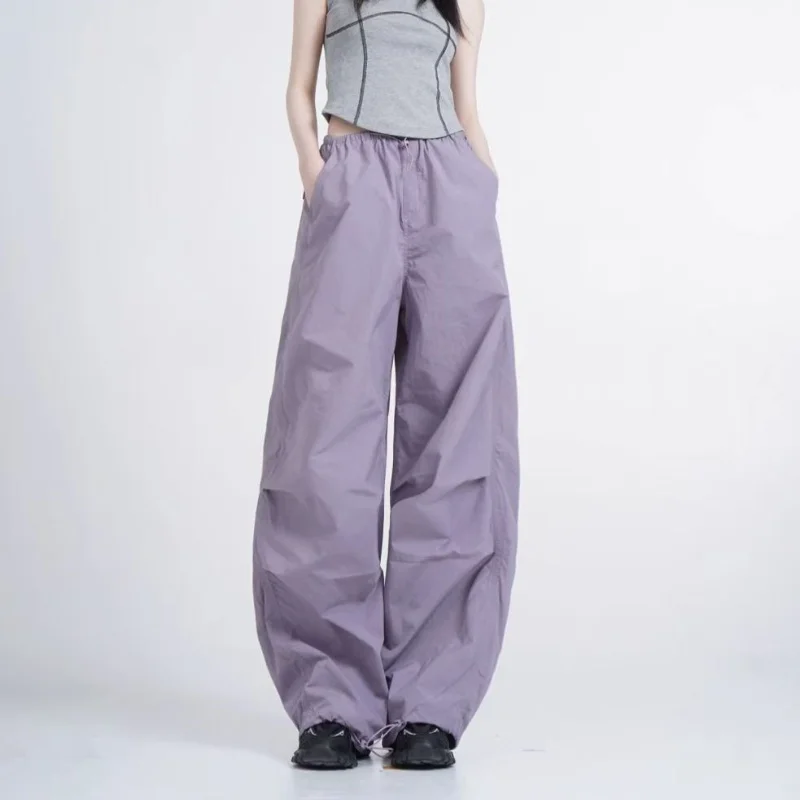 Matching Chic Y2K Women's Cargo Pant Loose Quick Dry Joggers Casual Lady's Sportswear Elastic Low Waist Wide Leg Pants Trousers