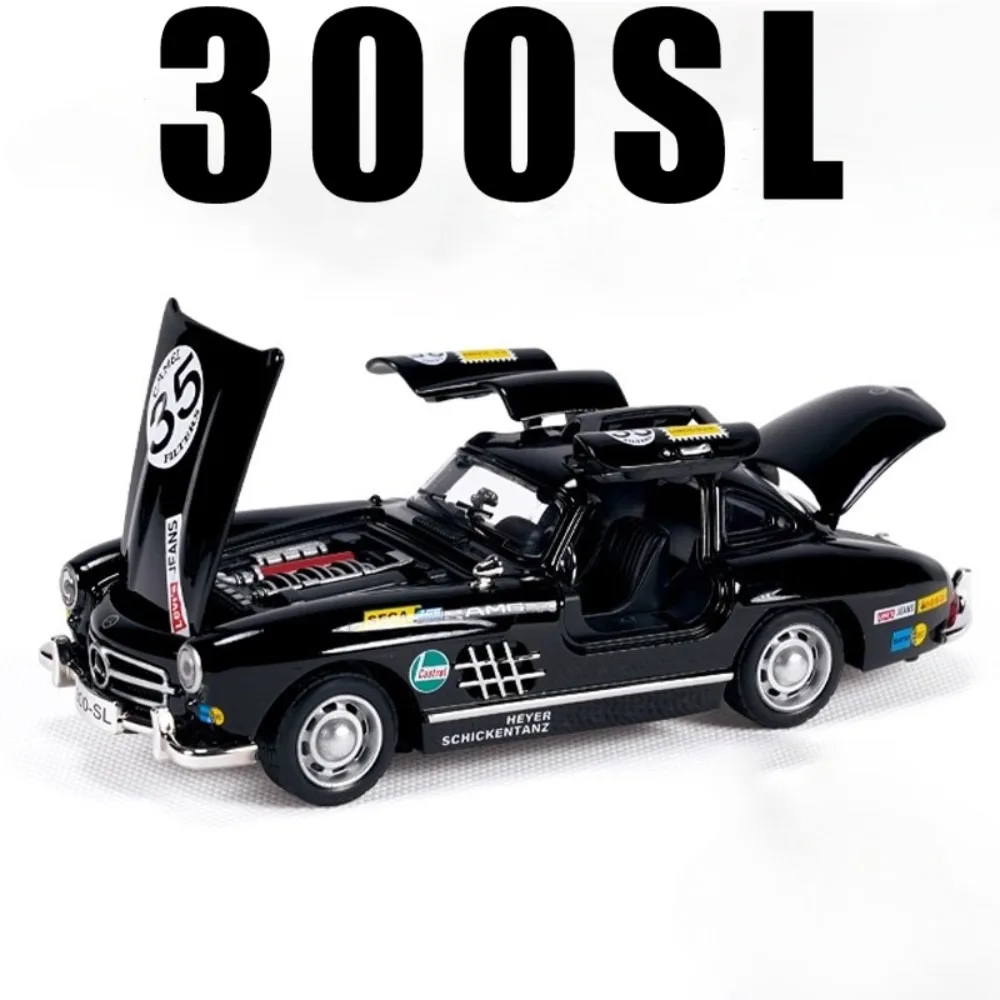 

Scale 1:32 300SL 500k Car Model Toy Doors Opened Alloy Diecast Rubber Tires Vehicle Sound Light Models Kids Birthday Gifts