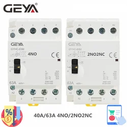 GEYA GYHC 4P 63A 2NC2NO OR 4NO 220V/230V 50/60HZ Din Rail Household AC Modular Contactor Manually Operation