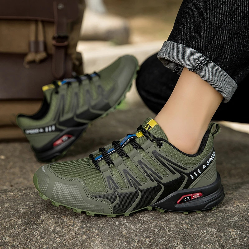 New Men's Waterproof Hiking Shoes Outdoor Sports Shoes Lace-up Hiking Shoes Non-Slip Tactical Hunting Shoes Men's Cycling Shoes