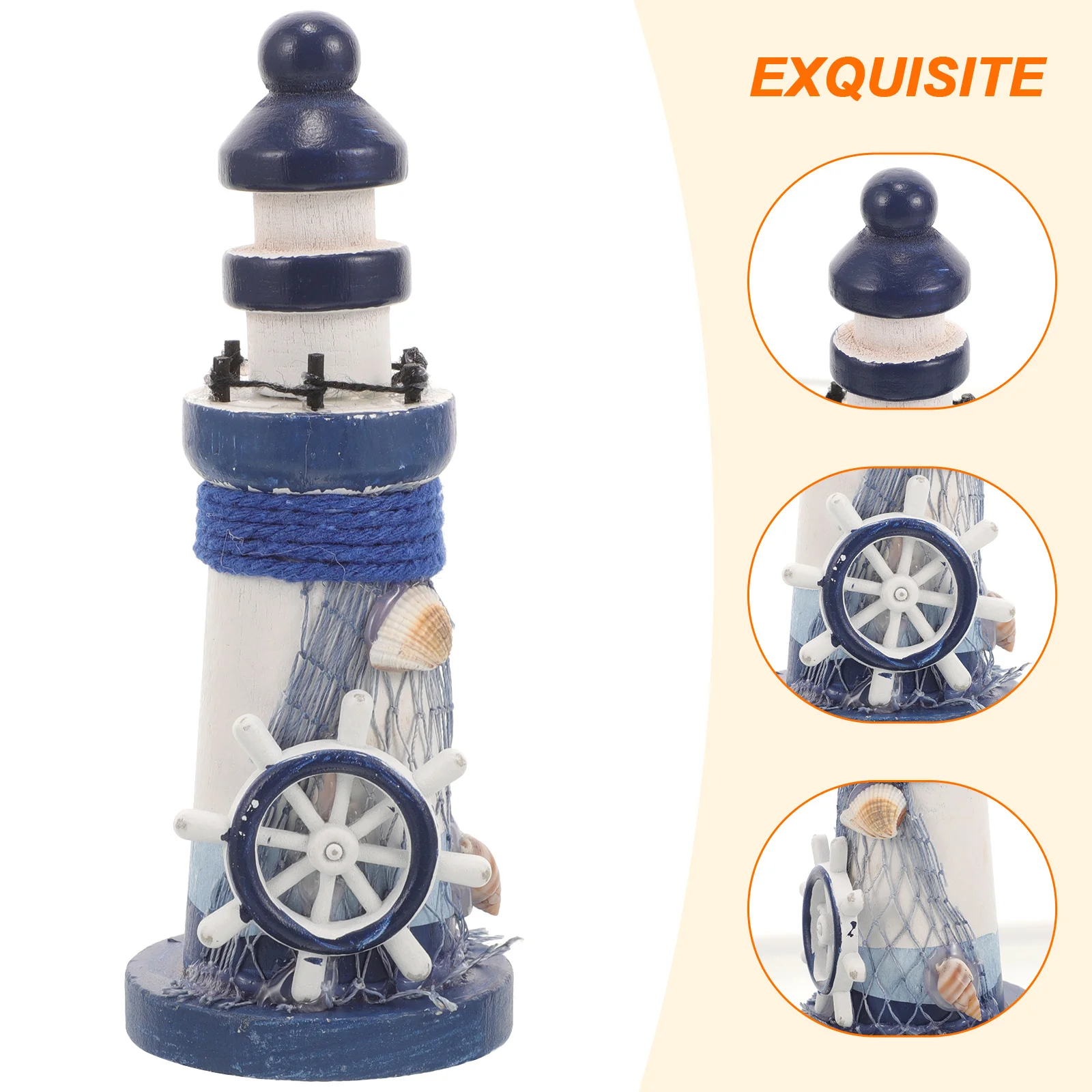 

1Pcs Wooden Lighthouse Home Decoration Mediterranean Style Unique Gift for Sea Lovers Fine Craft Lasting Finish