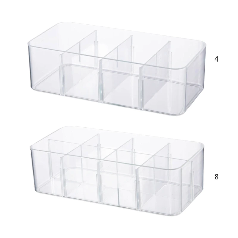 4/8 Grids Clear Acrylic Organizer Underwear Socks Drawer Storage Box Cosmetic Makeup Divided Closet Organizer Storage Case