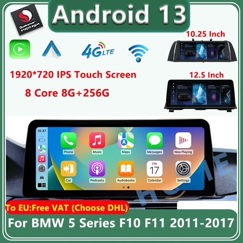 GPS Navigation Android 13 Car Radio Multimedia Player For BMW 5 Series 520i F10 F11 2011-2016 CIC / NBT Carplay Auto Stereo 4G