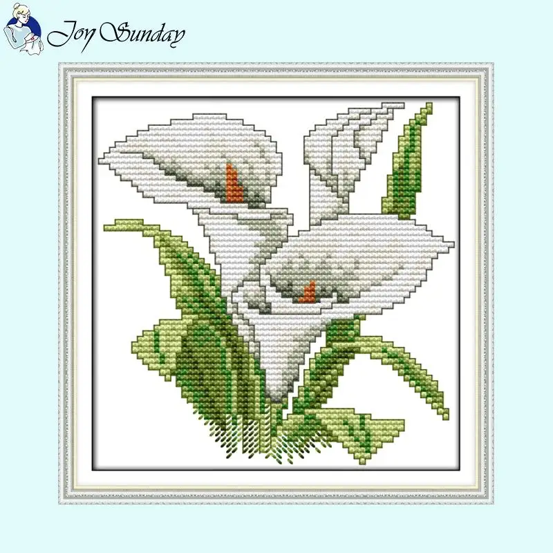 Serie di fiori della felicità Set punto croce stampato contati Aida 14CT 16CT 11CT Kit ricamo fai da te in tessuto stampato bianco