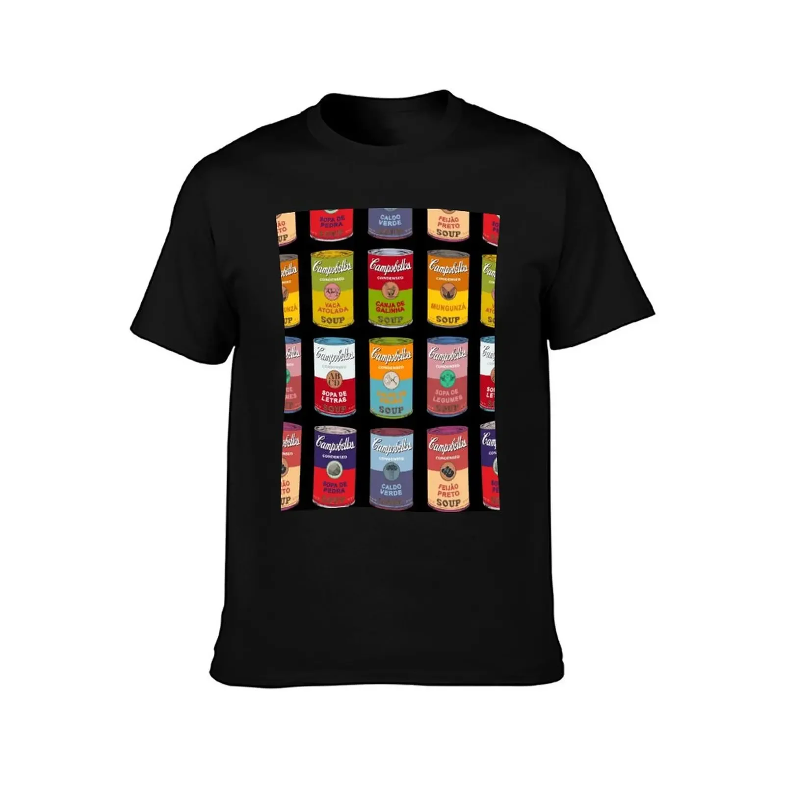 Brazilian Andy Warhol soups - Campobellos popart (on black) T-Shirt plus size clothes mens tall t shirts