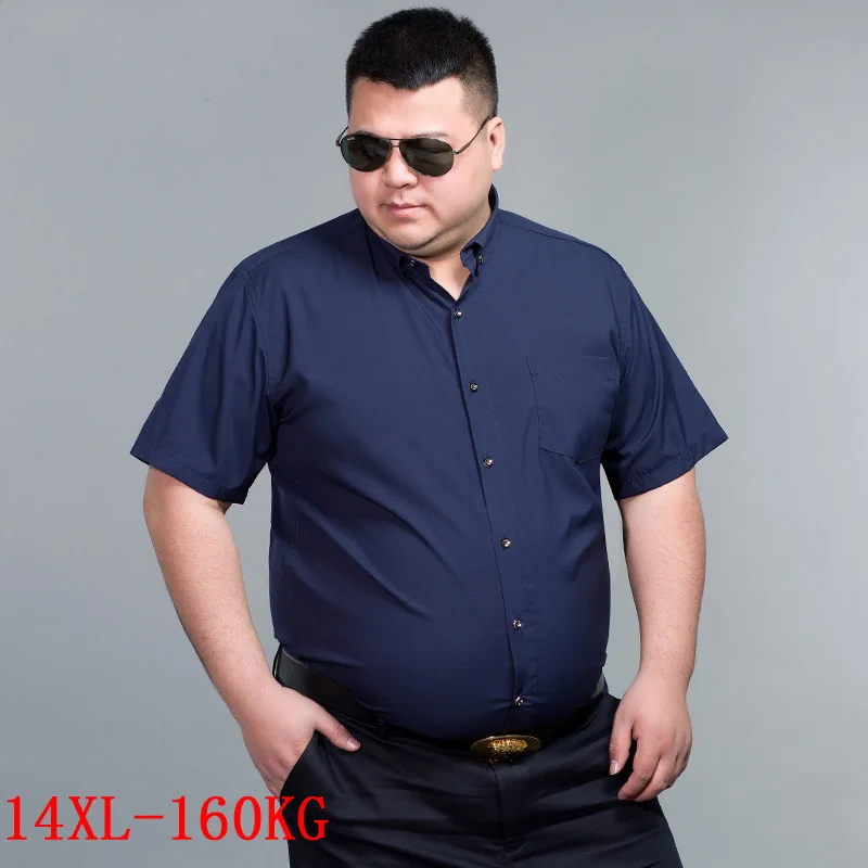 5XL 8XL 10XL 12XL 14XL Large Size Men Shirt short Sleeved purple Black Blue Business formal Mens oversize office Shirt