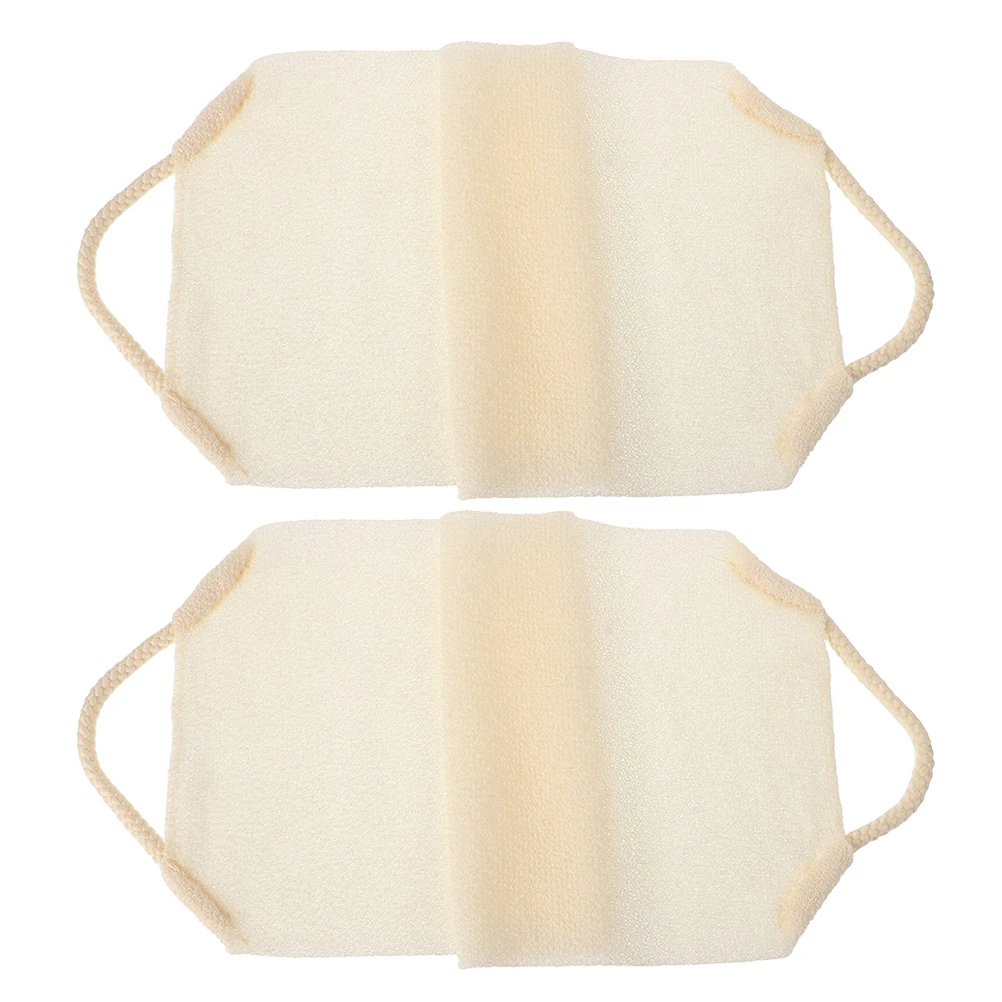 

2pcs Exfoliating Bath Towel Stretchable Back Scrubber Deep Cleansing Body Feet Legs Comfortable Family Use Beige Shower Loofah